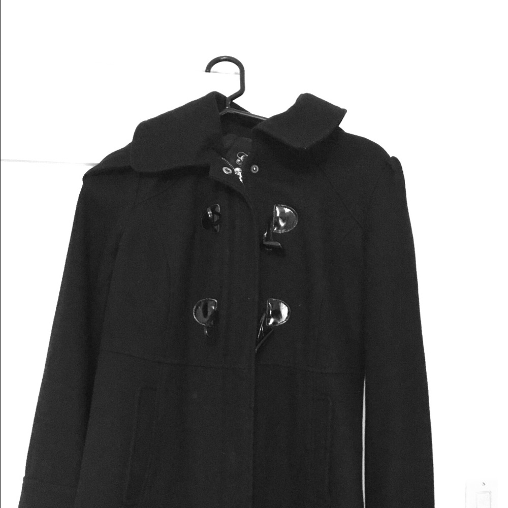 Black pea coat from guess size m